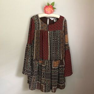 Loveriche Dress Boho Peasant Brown Paisley Sz M  NWT